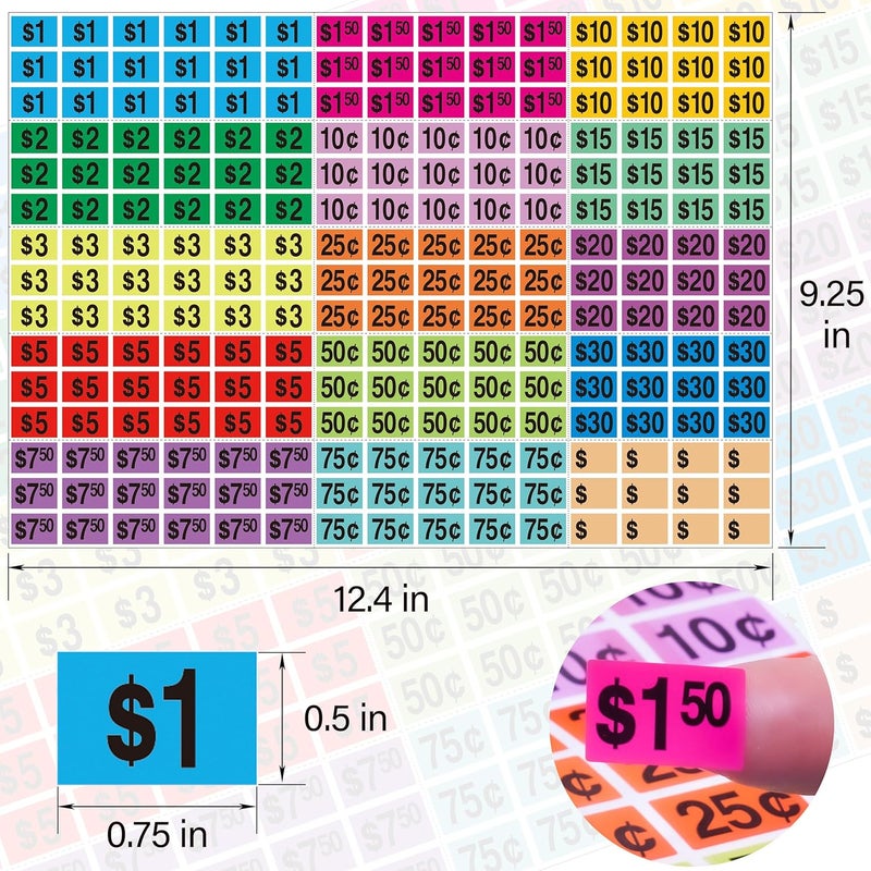 YSHIHE 4050 PCS Garage Sale Stickers,1/2" X 3/4" Yard Sales Price Stickers,Rectangle Preprinted Price Labels for Flea Markets,Retail Use - Image 2